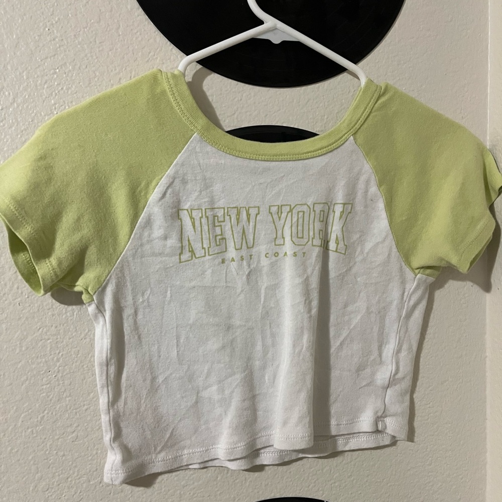 XS green and white crop top